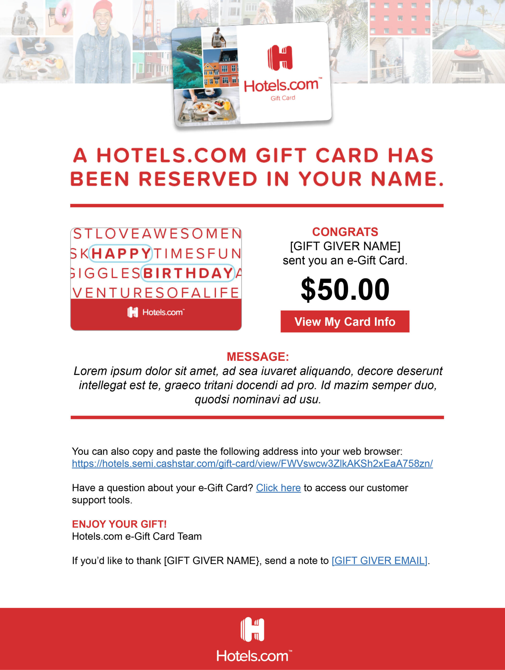 Hotels.com Nurture Email